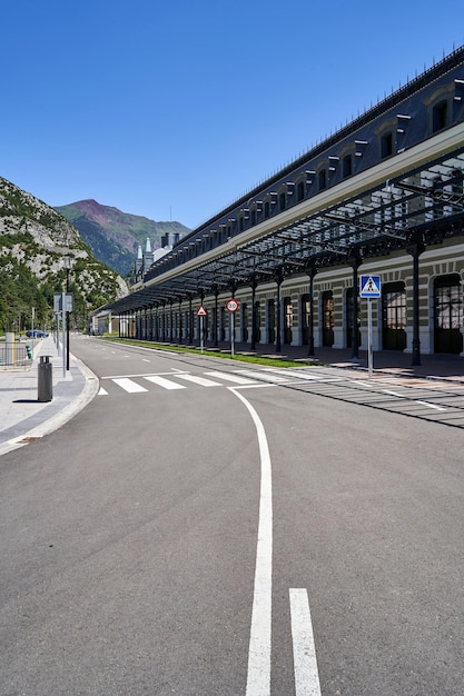 Parking lot of the old Canfranc station