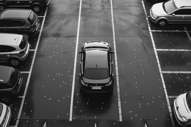 Photo a parking lot with cars parked in it and a parking meter in the middle of the lot with a parking