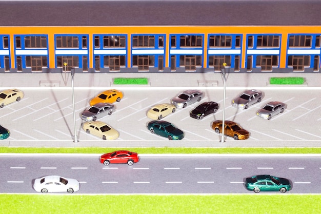 Parking and shopping mall layout