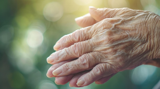 Foto parkinson patiënt alzheimer bejaarde senior artritis personen hand in ondersteuning van verpleegkunde