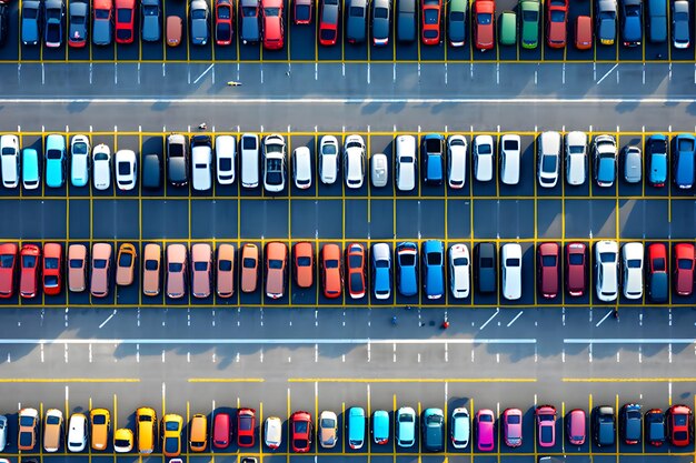 Парки, заполненные автомобилями, вид сверху Нейронная сеть, созданная искусственным интеллектом