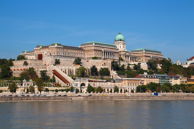 Parliament building in Budapest, Hungary on a bright sunny day from across the river