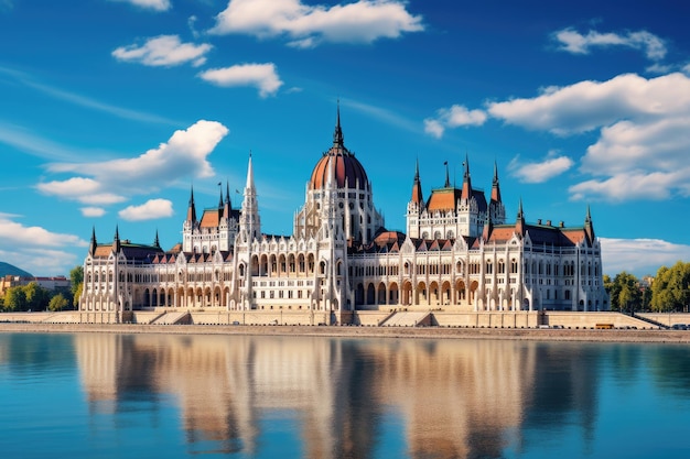 Photo parliament building in budapest hungary europe beautiful summer landscape beautiful building of parliament in budapest a popular travel destination ai generated