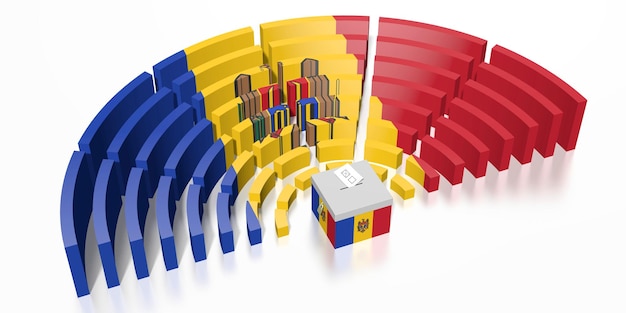 Photo parliament election in moldova 3d rendering