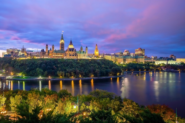 Parliament Hill in Ottawa, Ontario, Canada at Sunset