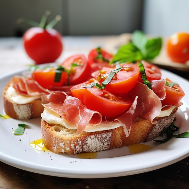 premium-ai-image-parma-ham-and-tomato-bread