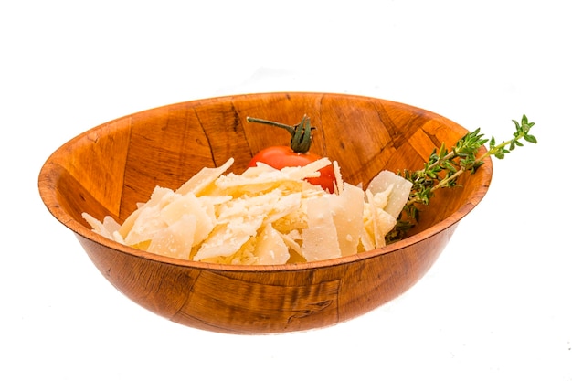 Parmesan cheese isolated white