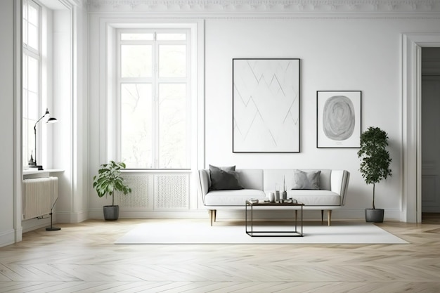 Parquet flooring a contemporary white decor and a Scandi Boho aesthetic