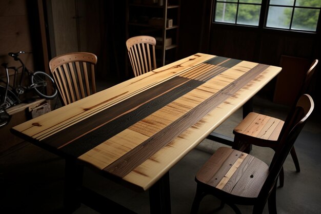 Photo parquet table lumber vintage striped