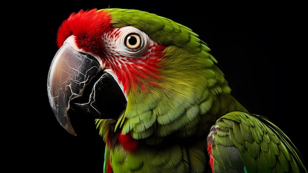 Parrot on the black background