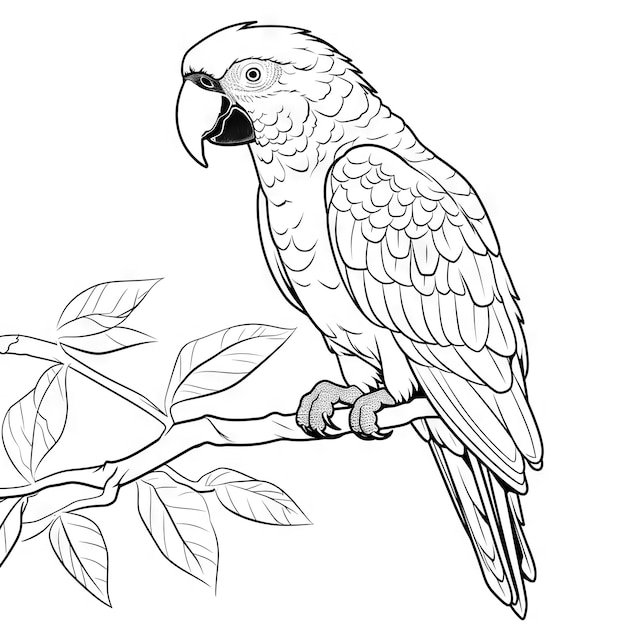 Photo parrot coloring pages for kids clean and simple line art