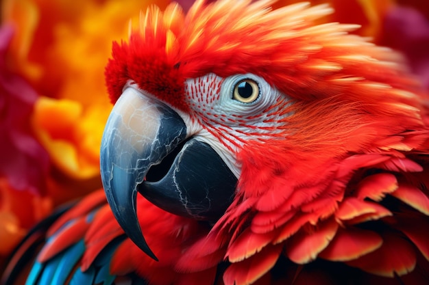 Photo parrot on the flower beautiful extreme close up