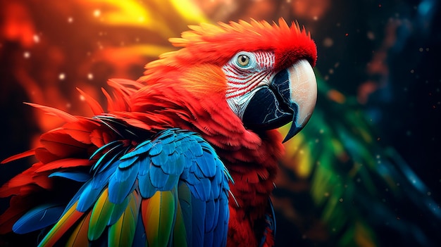 Parrot in the forest Generative AI illustrator