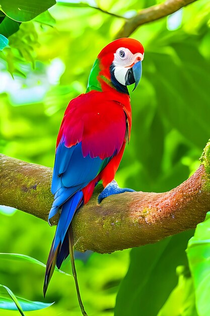 A Parrot is sitting on a tree branch