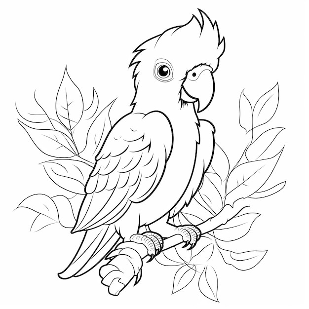 parrot pencil art coloring page