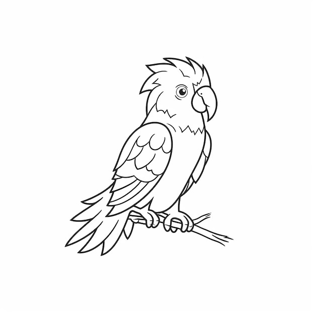 parrot pencil art coloring page