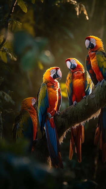 A parrot sits on a branch with the word parrot on it.