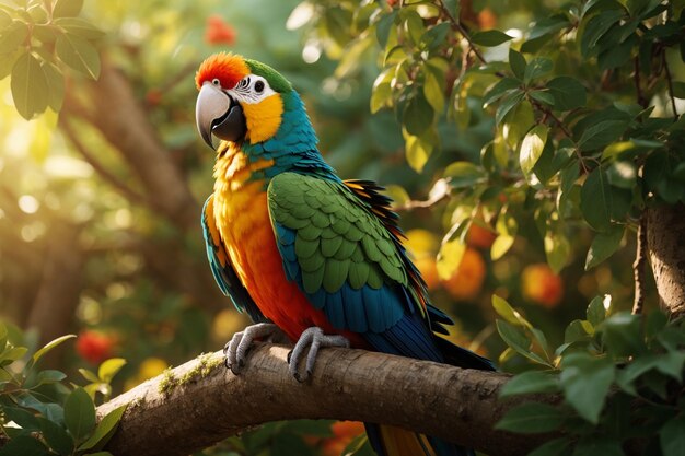 Photo a parrot sitting in tree