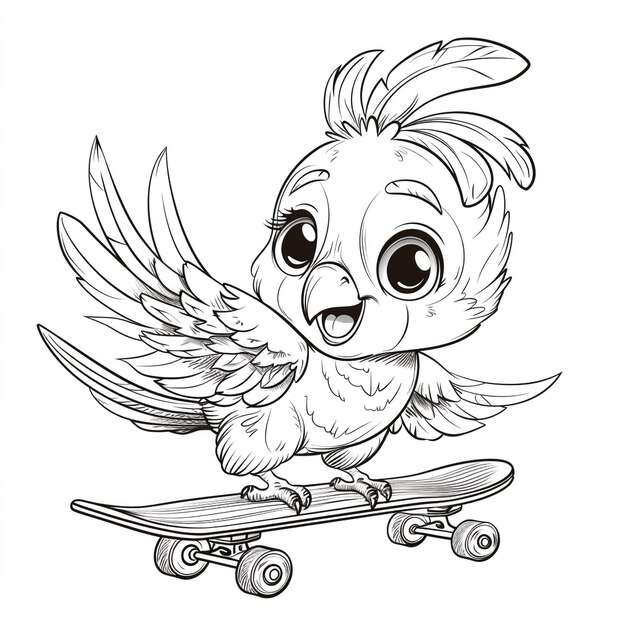 Parrot Skater Feathered Skateboarder