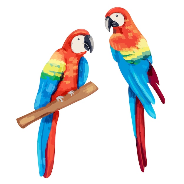 パロットステッカー png 透明な背景の水彩の鳥のイラスト