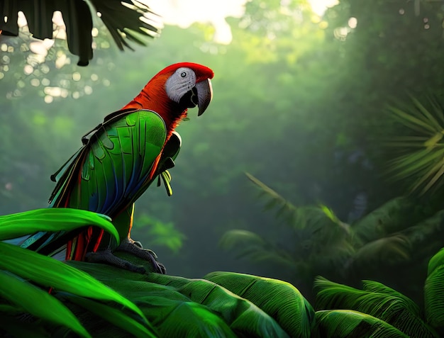 parrot in the tropical rainforest