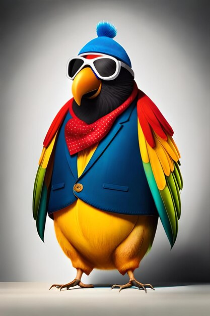 Parrot wearing any kind costumes hats accessories and sunglasses design for printing on t shirt