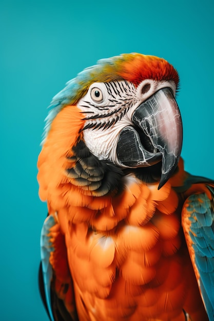 A parrot with a blue background