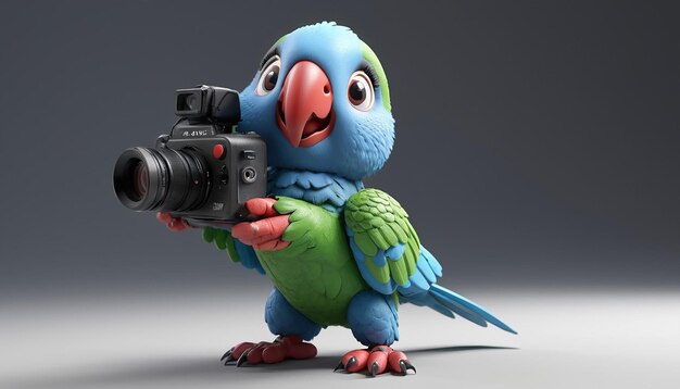 a parrot with a camera and a camera in it