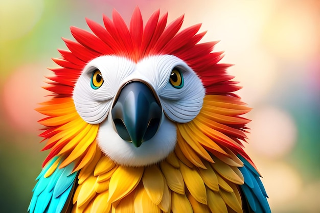 A parrot with a colorful face