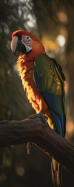 A parrot with red feathers