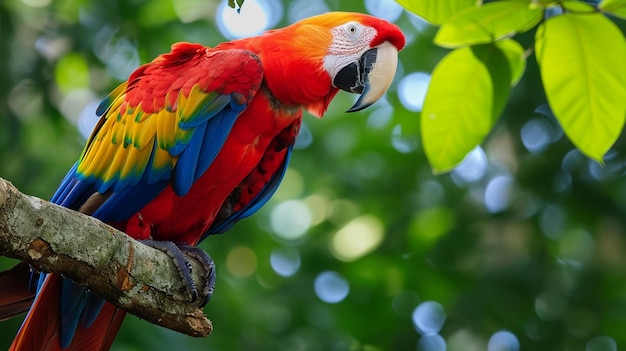 Parrots scarlet macaw ara macao Generative Ai