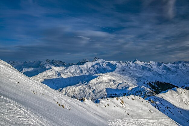 Parsenn berg Zwitserse Alpen panorama in de winter