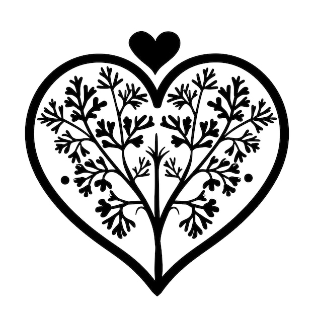 사진 장식적 인 경계 와 심장 을 가진 파슬리 가지 상징 로고 간단 한 문신 윤 디자인 t 셔츠