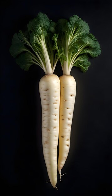 Parsnip on an isolated black background
