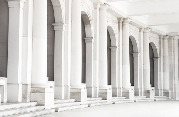 a part of a beautiful old church in Fatima, Portugal. White columns create a nice background