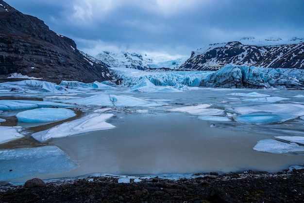 アイスランドで最大のヨーロッパの氷河Vatnajokullの一部