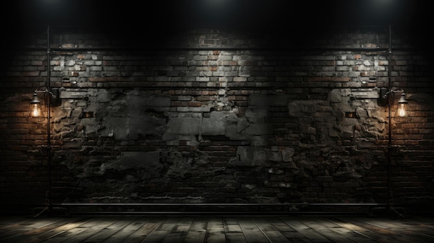 part of black painted brick wall empty hyperrealism Generative Ai