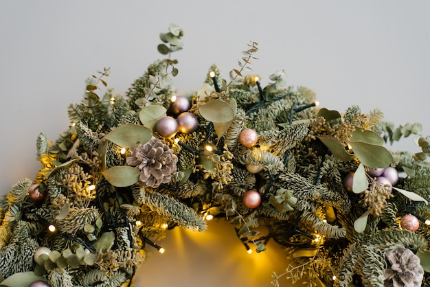 Part of the Christmas wreath closeup