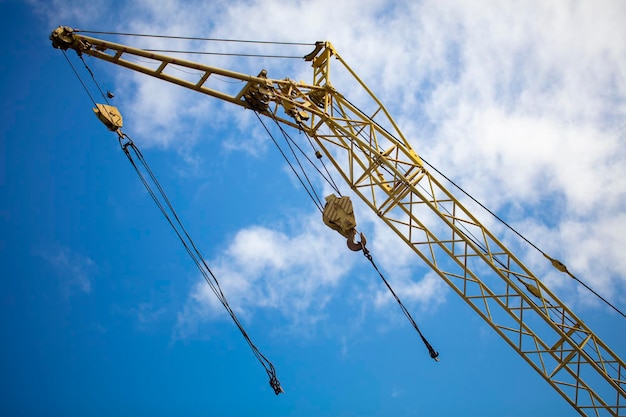 Part of a construction crane against the sky