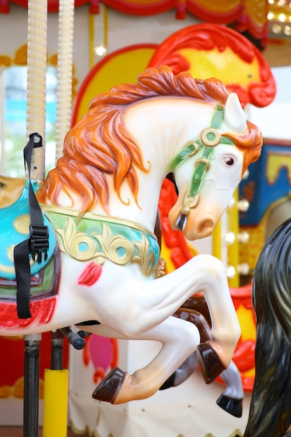 The part of horse carousel on the playground