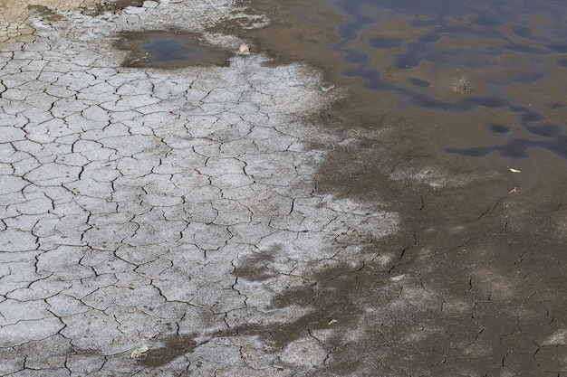 크랙에 가뭄으로 고통받는 거대한 마른 땅의 일부x9