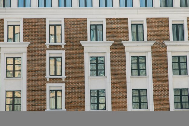 Part of Modern residential apartment with flat building exterior Detail of New luxury house and home complex Fragment of City Real estate property and condo architecture