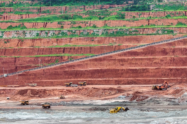 Part of a pit with big mining truck working