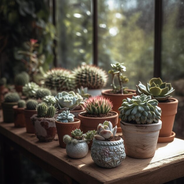 Part Of A Table Inside A Greenhouse With 5 Whole