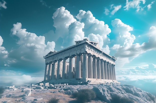 Parthenon Clouds Blue Sky