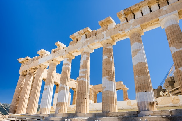 Parthenon columns at sky background