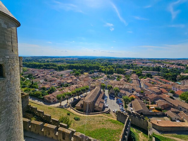 Partial view of Carcassonne city in the south of France UNESCO World Heritage Site