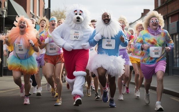 Photo participation in a charity run by a group