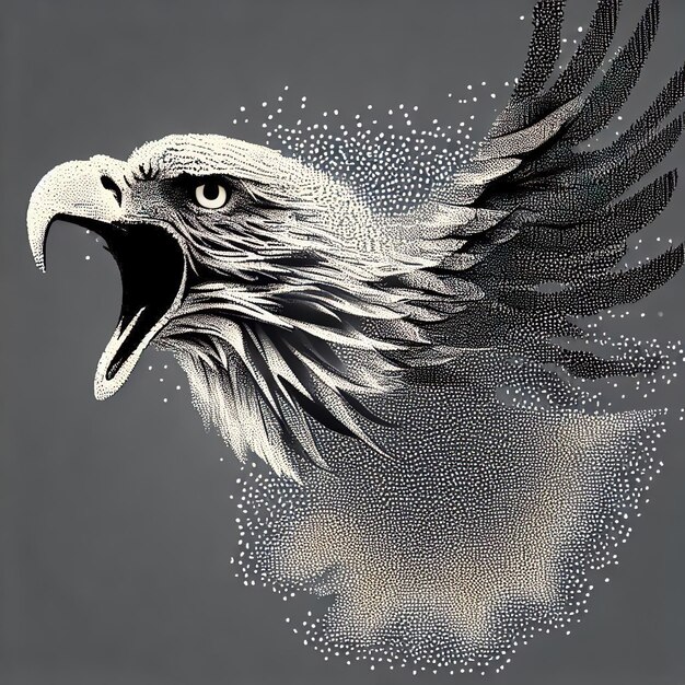 Foto composizione dell'illustrazione del vettore delle particelle eagle