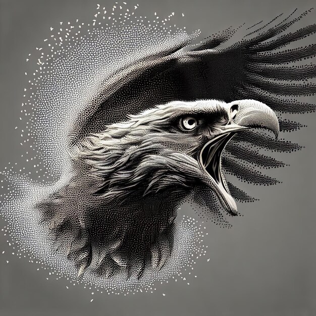 Foto composizione dell'illustrazione del vettore delle particelle eagle